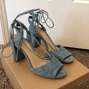 Gianni Bini Blue Suede Lace-Up Heels